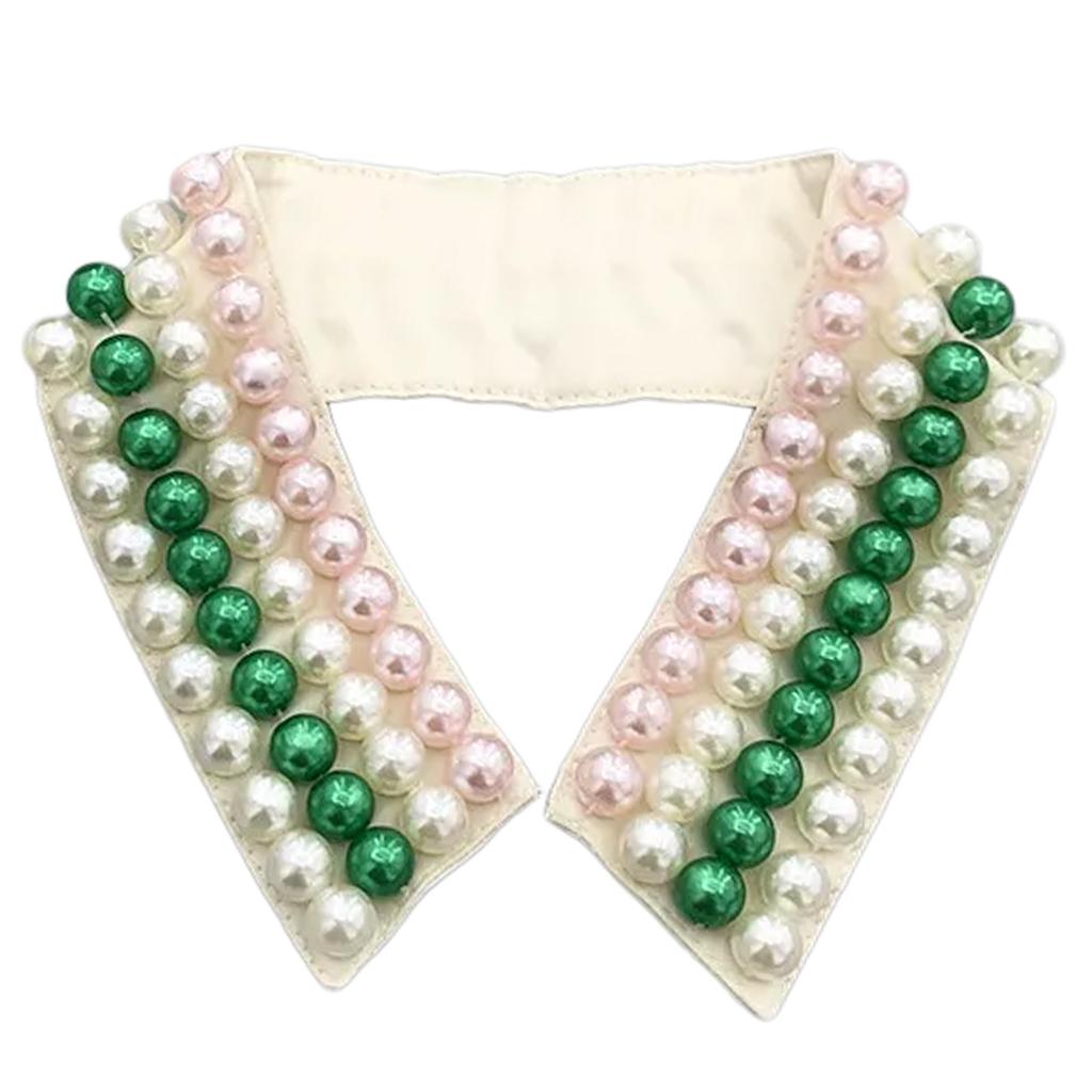 Elegant Imitation Pearls Accented Detachable Faux Collar Enhances Clothing Layers for Women Beaded Bib Choker Neckalce