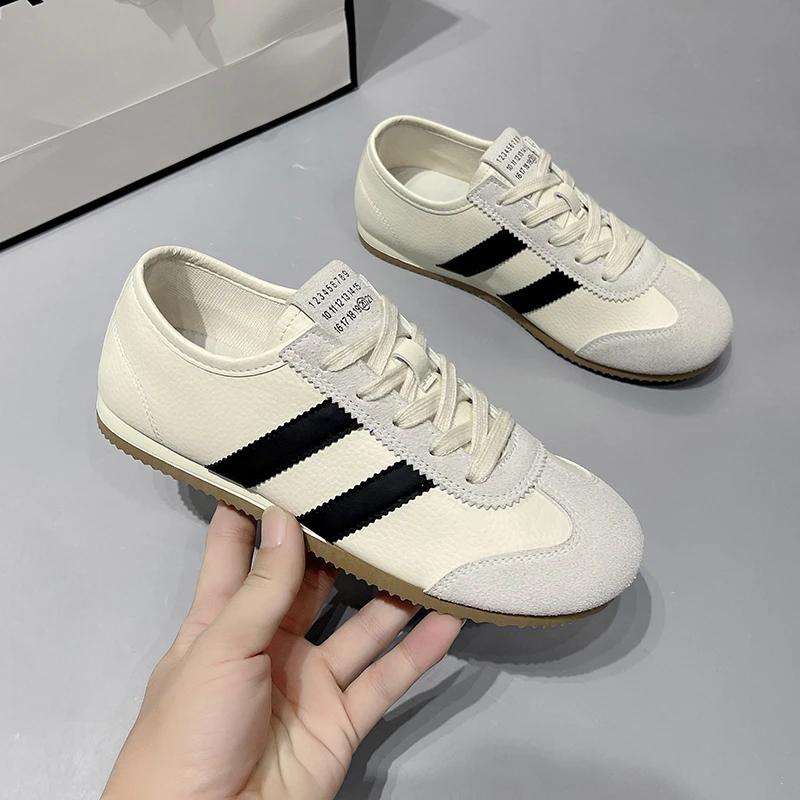 New Style Shallow Mouth Small White Shoes All-Match Casual Female Sneakers Dress Flats Women Wedge Round Toe Sports Lace-Up Flat
