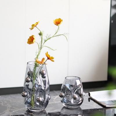 Vaso in Vetro Sfera d'Argento Geometrica Concavo-convesso Vaso Astratto Idroponica Serra Accessori per la Decorazione della Casa Fioriera