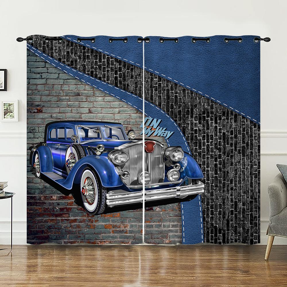 

Шторы Классический Автомобиль Автомобиль Автомобиль Строительный Автомобиль Штора Цифровая Печать Светонепроницаемая Штора Без Пробивки 97cm*114cm*2