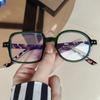 Left Square Right Round Transparent Fashion Novelty Glasses Clear Computer Anti Blue Light Eyeglasses PC Frame and Lens, Full Rim, Decorative Lens