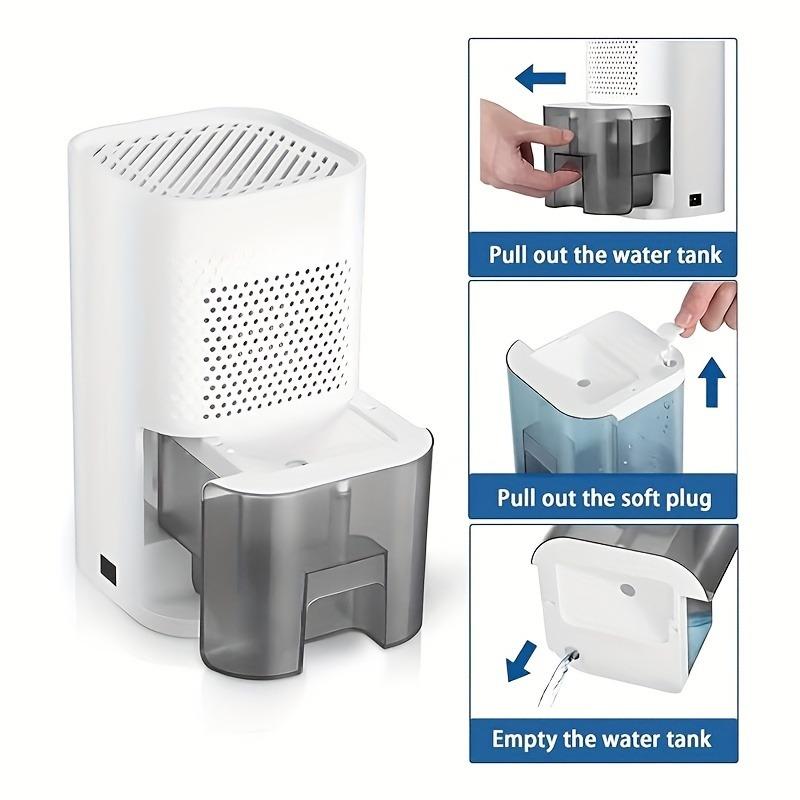 850ml Luftentfeuchter mit Basis-Luftfilter Ft Tragbarer Kleiner Luftentfeuchter Auto-Aus-Schutz Feuchtigkeitskontrolle für Zuhause Büro