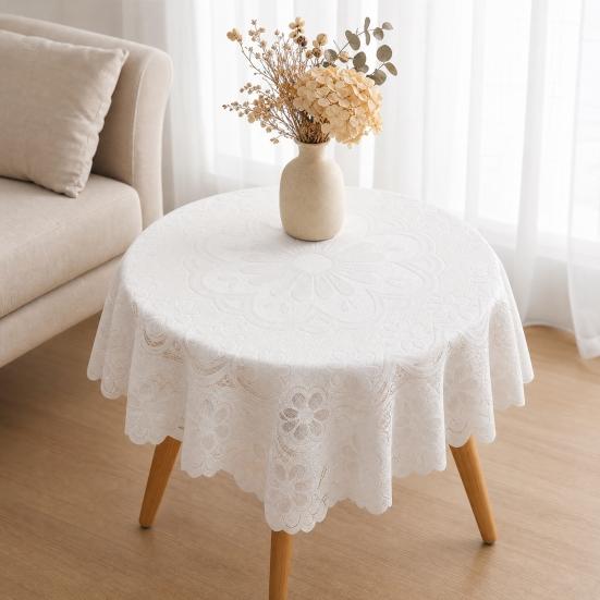 Quadratisches Blumen-Spitzen-Deckchen, Gefranste Weiße Spitzen-Tischdecke, Kleiner Tischbezug im Vintage-Stil für Couchtisch Beistelltisch Teeparty Heimdekoration