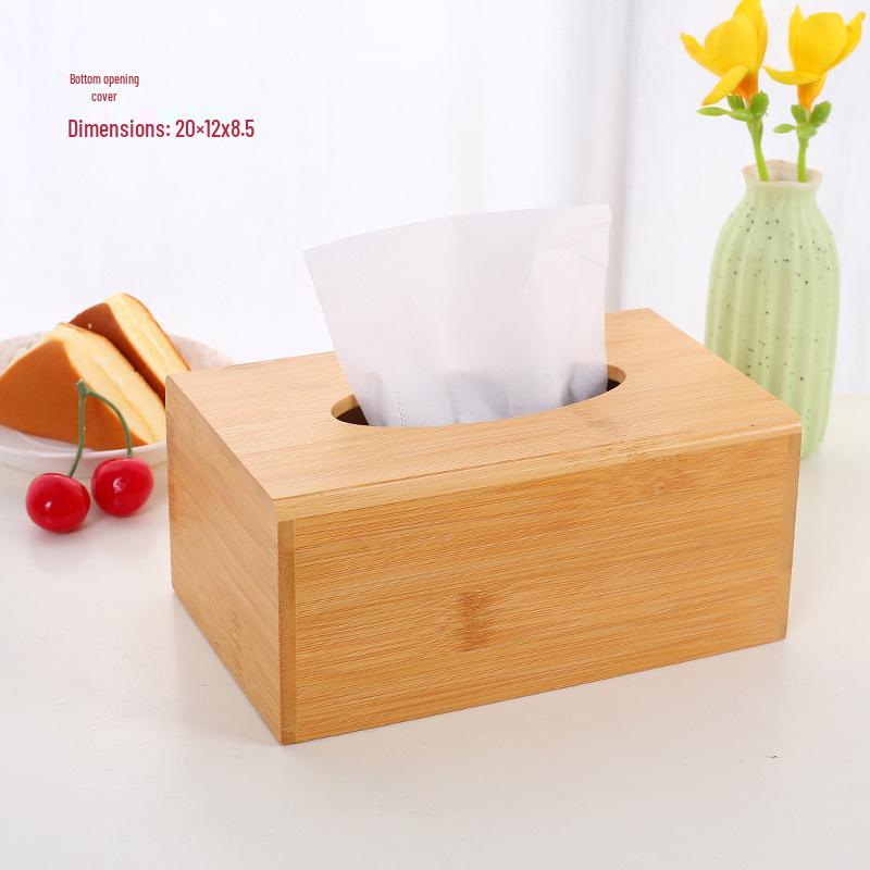 Bamboo Wood Paper Towel Box - Modern Desktop & Car Storage, Creative Bamboo Material, Suitable for Home.