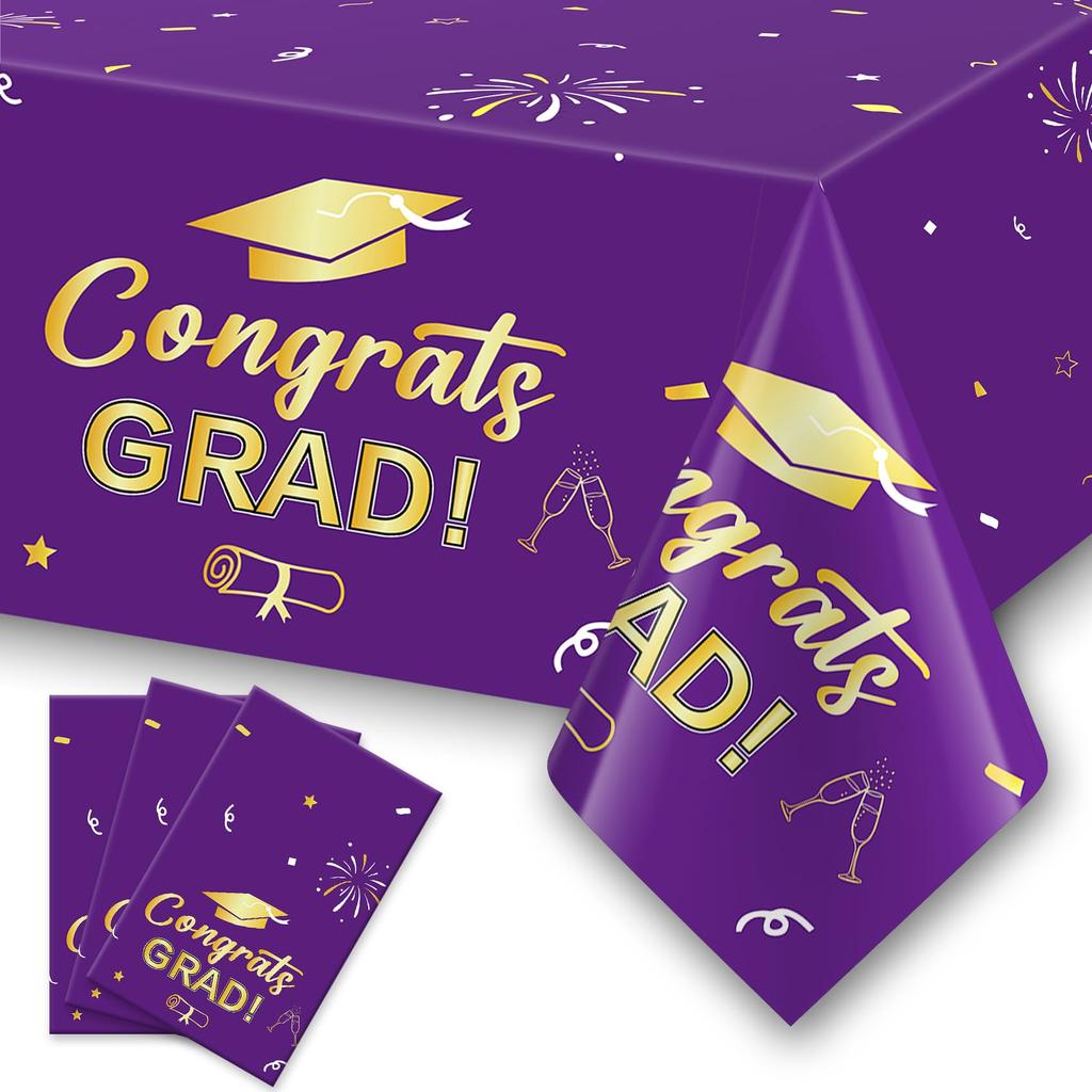 Slergut 2026 Graduation Decorations 3 Pack Graduation Tablecloth 54"x108", 2026 Graduation Party Table Decorations Blue Graduation Party Supplies