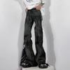 Jeans da Uomo Vintage Pesanti Lavati Denim Vestibilità Larga Gamba Svasata Hip Hop Streetwear