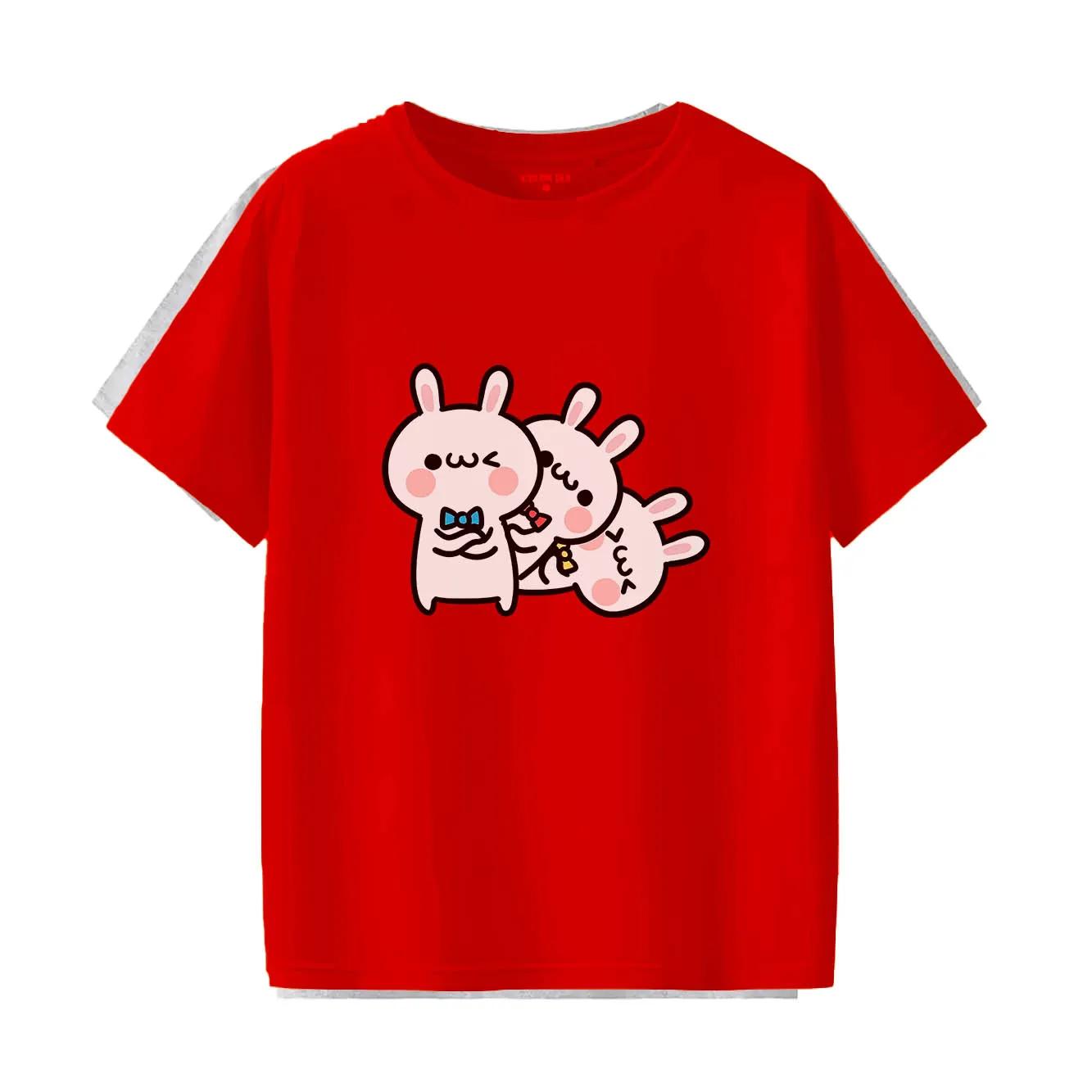 

Cute rabbit cartoon printed fashionable and versatile short sleeved round neck Womens Tshirt 4XL