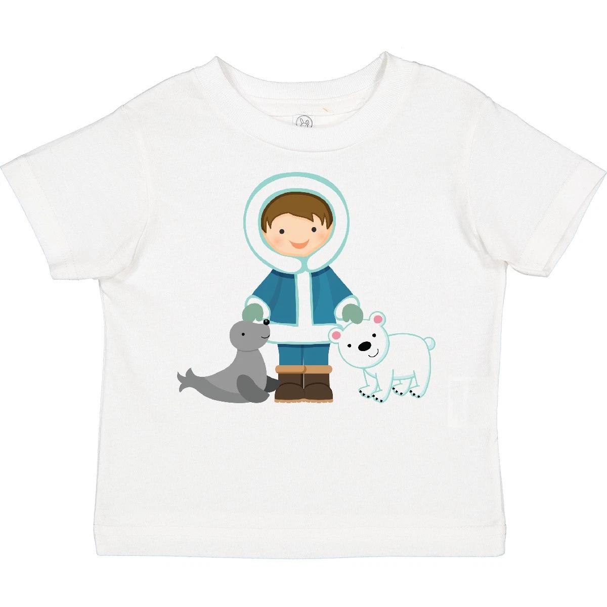 Inktastic Eskimo Boy Cute Alaska Toddler kids boys T-Shirt Boys North Pole Seal Polar Bear 100