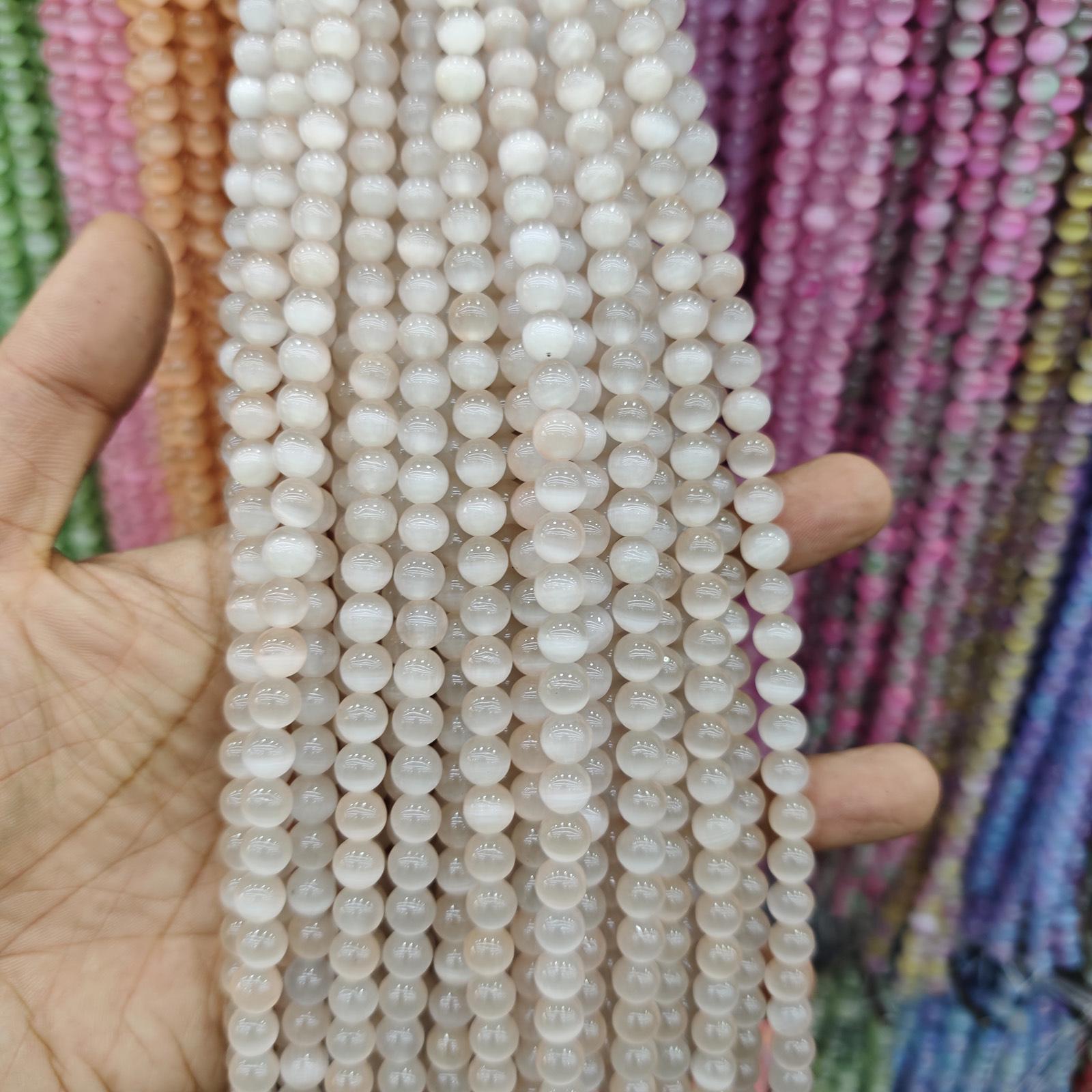 8mm Cat s Eye Stone Beads: Single, Double, Triple-Color, DIY Jewelry Round Beads 8mm approx. 47 beads