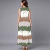 Oversized Women Sleeveless Round Neck Dress Striking Large Floral Pattern Loose Calf Length Gown
