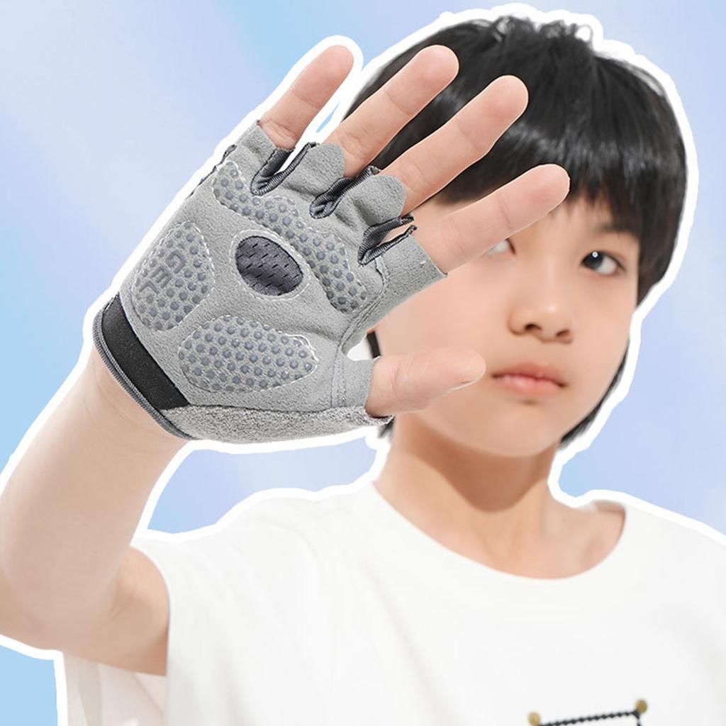 Children Half Finger Cycling Gloves Breathable Sport Gloves With Protective Palm For Cycling Scooter Outdoor Activity