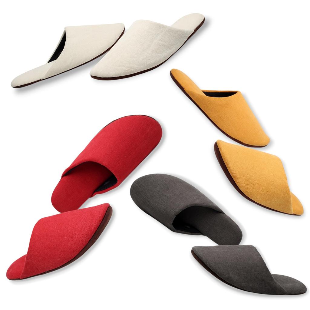 SHITATARI Canvas Cotton Indoor Set of 2 Pairs for Men and 2 Pairs for Gray Ivory Red Yellow Perfect for Gift for Men and Women [MOON ROOM] Slippers,