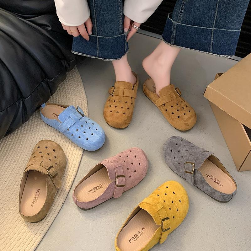 Thick-soled bag head and half slippers, women wear new hole shoes in summer, and a pair of cool slippers
