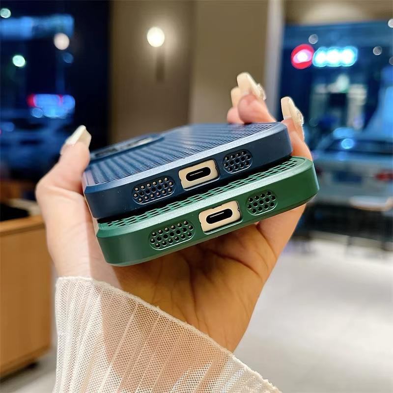 Luxury Heat Dissipation Breathable Mesh Phone Case For iPhone 16 15 14 Plus 13 12 11 Pro Max Shockproof Soft Bumper Hard Cover