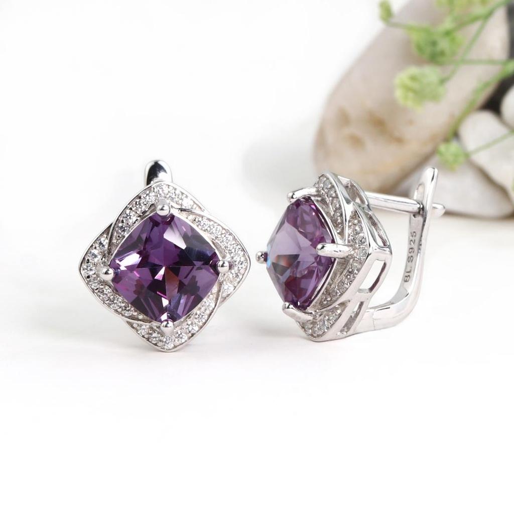 925 sterling silver ring earrings pendant necklace Created square 8.0mm Alexander nano elegant fine jewelry for women daily wear