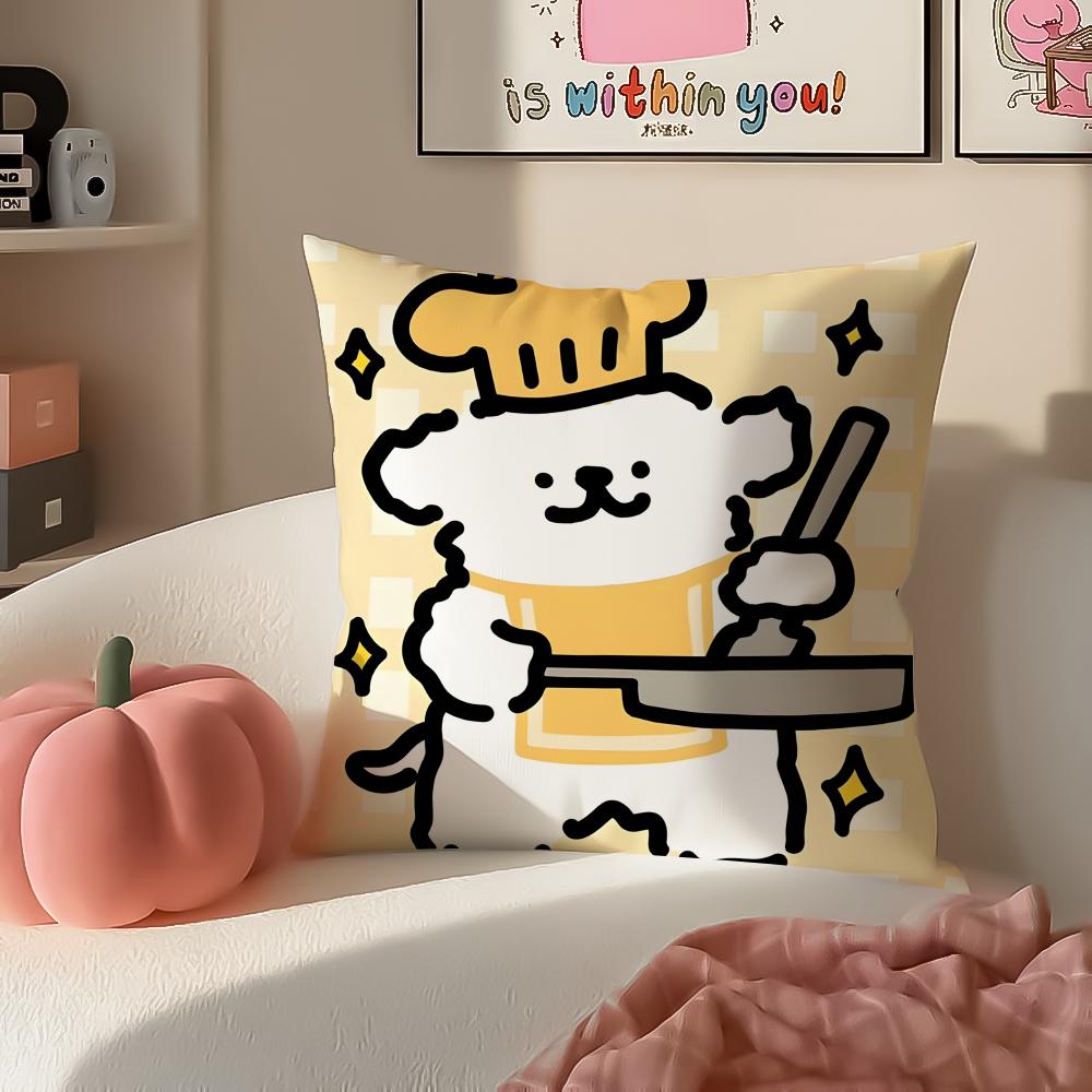 Cute Tiny Korean Character MMaltese Cushion Cover Pillowcase Short Plush Invisible Zipper Room Sofa Cushion Cover