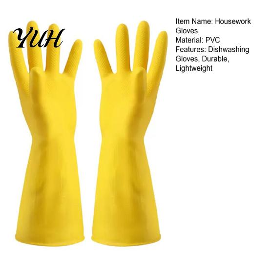 Long Cuff Waterproof Gloves for Cleaning 2PCS Household Gloves, Reusable PVC Thickened Work Extended Daily Use Wristband Multi Purpose Dishwashing And