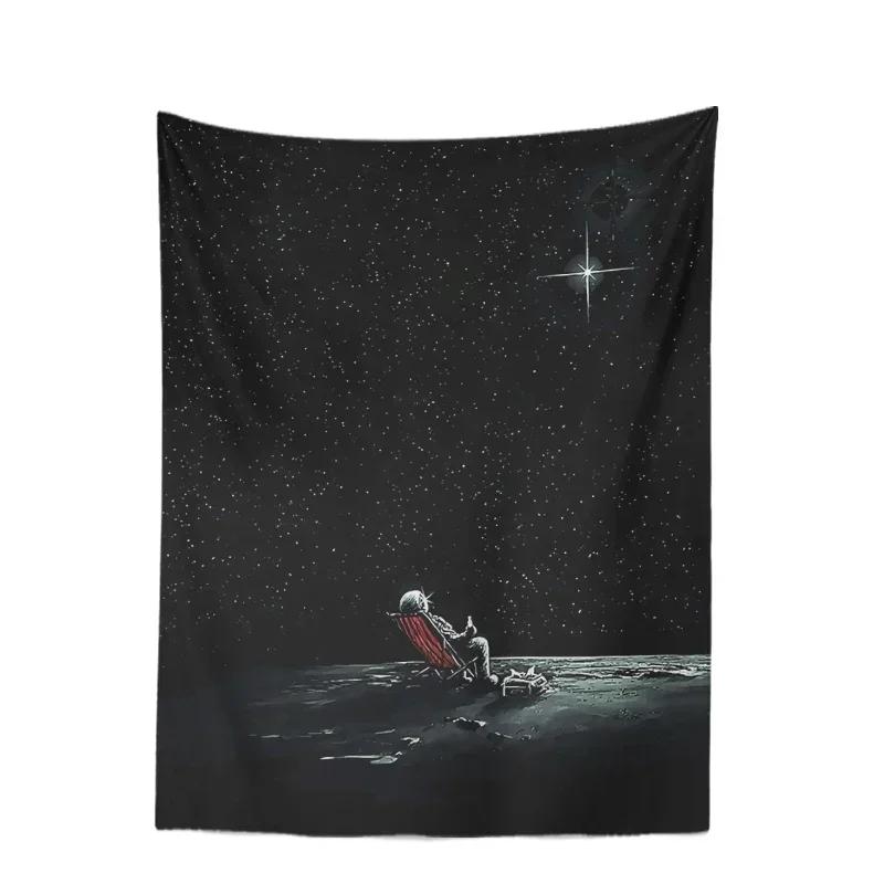 Space Skateboarding Astronaut Tapestry Unique Cosmic Design Perfect for Bedroom Decor Large Wall Hanging Artwork