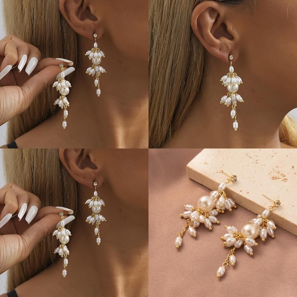 Fashionable Gold 2023 Plated Geometric Tassel Earrings With Faux Pearl For Women