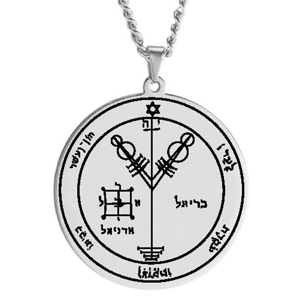 Zegel van Salomo 44 Jupiter Mars Mercurius Maan Saturnus Zon Venus Amulet Roestvrij Staal Hanger Ketting