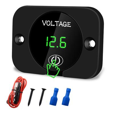 Woltomierz samochodowy cyfrowy DC 12V 24V LED, wodoodporny woltomierz, tester akumulatora samochodowego z panelem wyświetlacza dotykowego z kablem połączeniowym do samochodu itp.