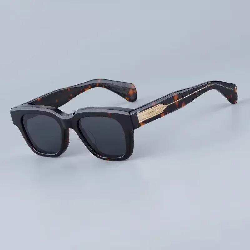 JMM Fellini Quadratische Sonnenbrille Handgefertigt in Japan Importiertes Acetat Klassisches Acetat Schwarzer Optischer Rahmen mit Metall an den Bügeln