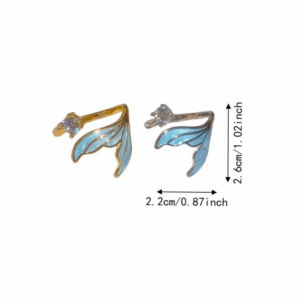 Fishtail Zircon Fishtail Open Ring Easy Design Sense Big Plain Ring Geometric Opening Ring Girl