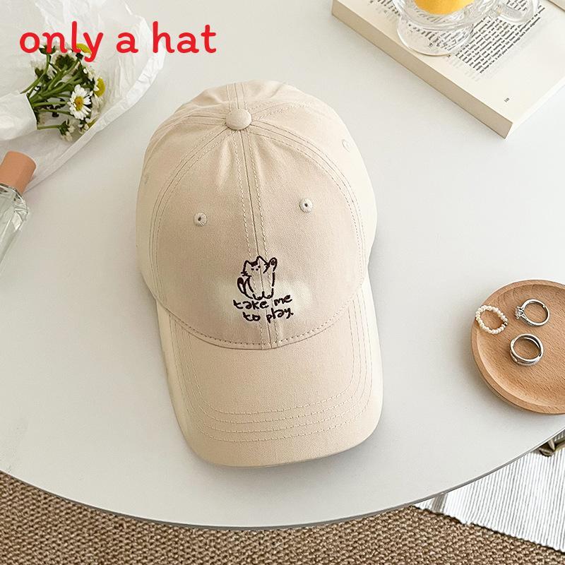 Korean Style Embroidered Cat Baseball Cap With Sun Protection For Summer Outdoor Casual Wear