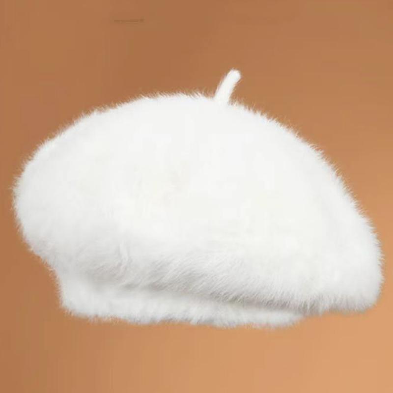 

Зимняя женская корейская версия берета из меха кролика теплая вязаная шерстяная шапка сохраняет тепло