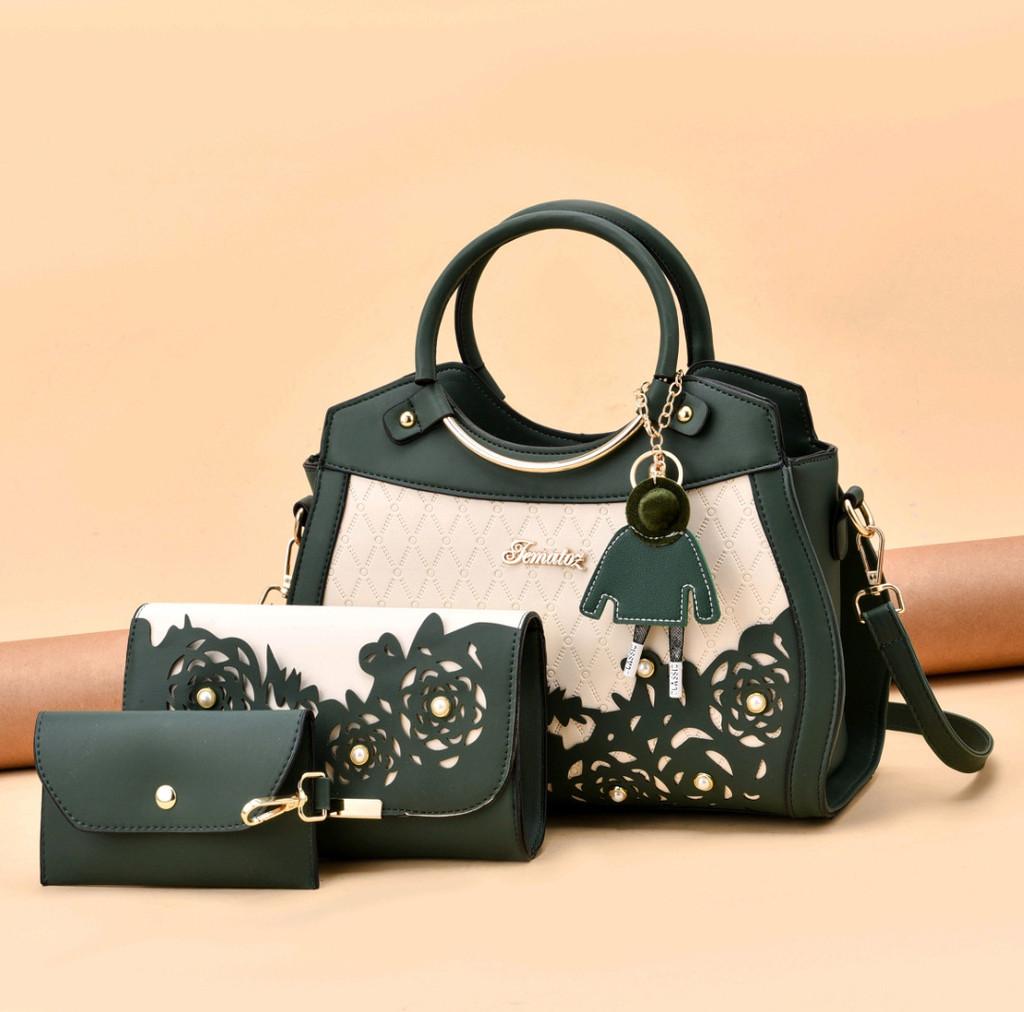 Fashion Flower Pattern Handbag With Inner Zipper Pocket And Crossbody Strap For Women