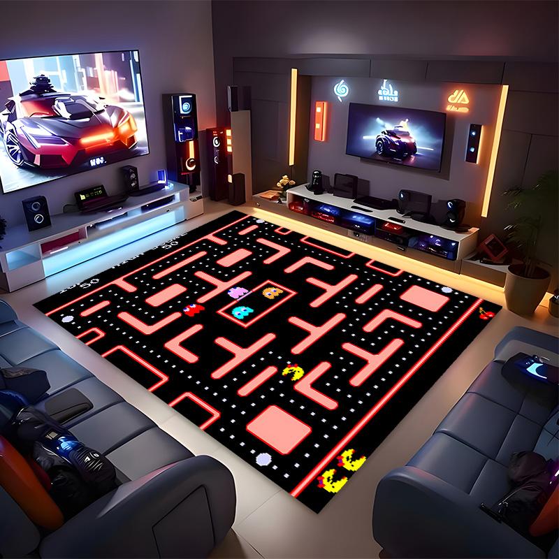 P-PacMan Game Printed Absorbent Washable Carpet, Non-Slip Bathroom Mats, Kitchen Rugs, Yoga Mat,Living Room Entrance, Camping Picnic Rugs