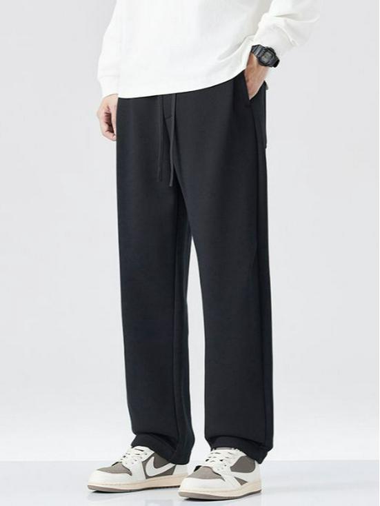 Men's Trendy Fleece-Lined Loose Straight-Leg Casual Pants - Autumn/Winter Japanese Retro Style