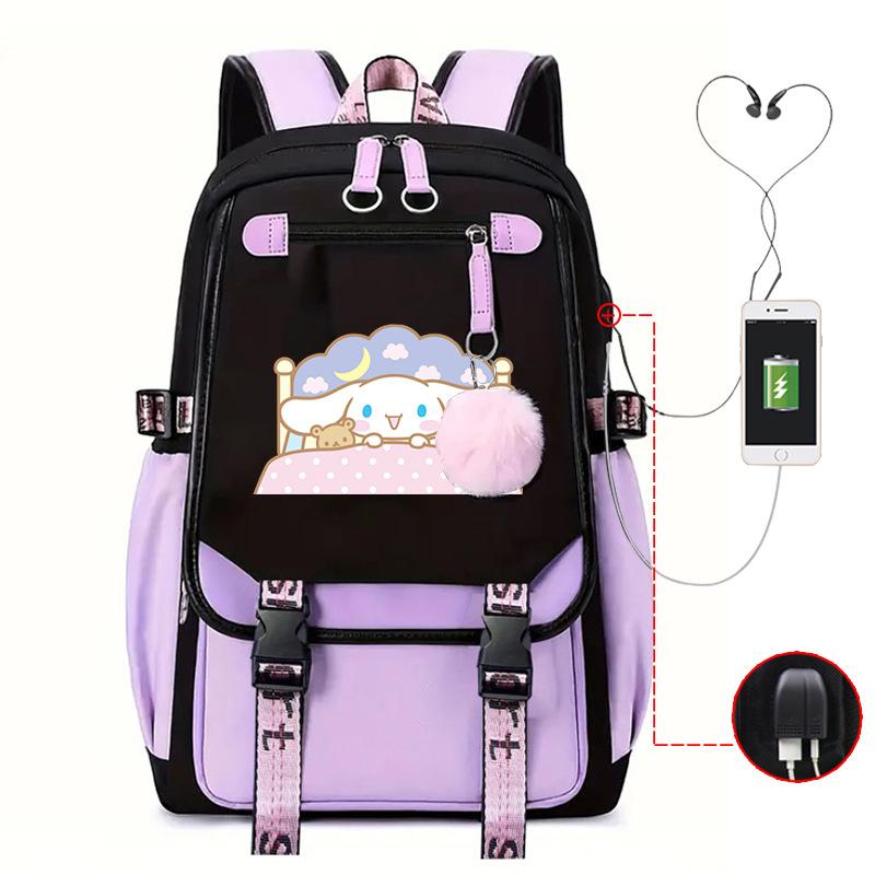 Pies z Dużymi Uszami Plecak Szkolny Męski i Damski Plecak dla Ucznia Szkoły Średniej Gimnazjum Styl College'owy Pasek do Plecaka Plecak Wielofunkcyjny USB