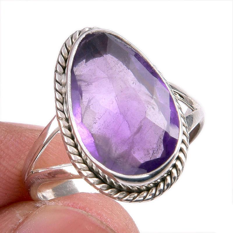 

Natural African Amethyst Gemstone 925 Solid Silver Jewelry Ring Size 9.5 k5s80