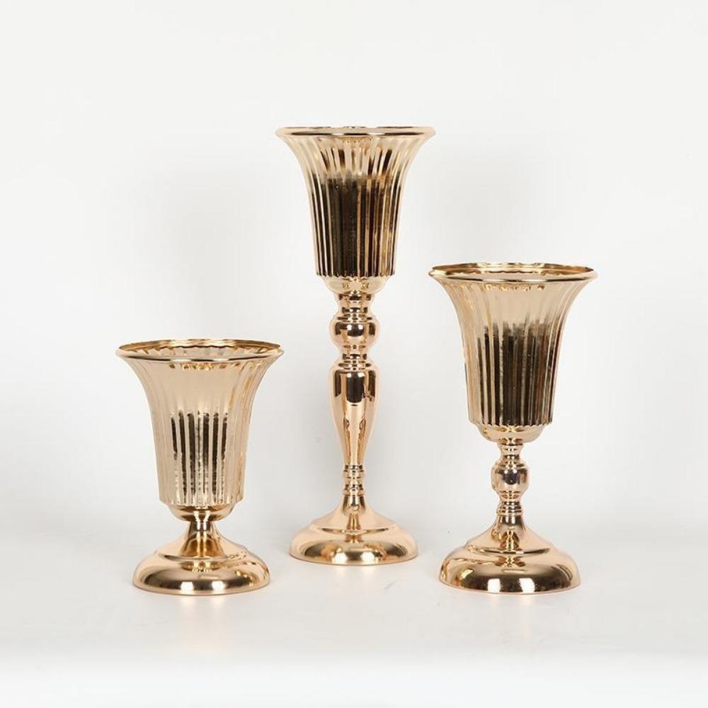 Trumpet Shape Candle Holder Metal Art Flowers Vase Table Decoration Vase  Wedding Party Props