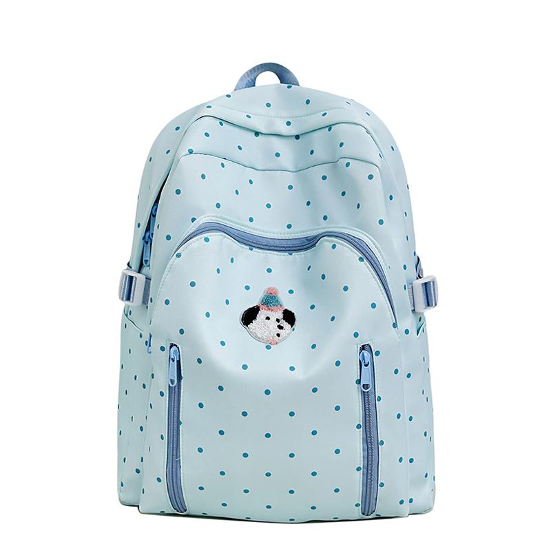 Dot Print Girls Backpack Junior High School Student Lightweight Schoolbag