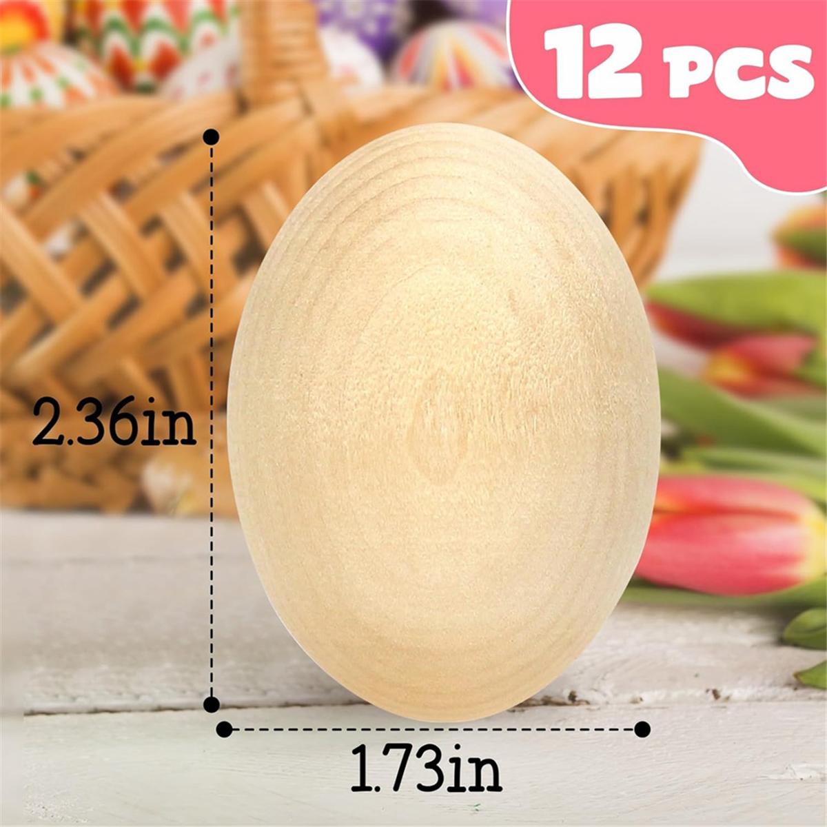 ABUB 12 Pcs Wooden Eggs Painted Fake Easter Eggs Unpainted Fake Wooden Eggs for Crafts,Easter Decoration White NONE
