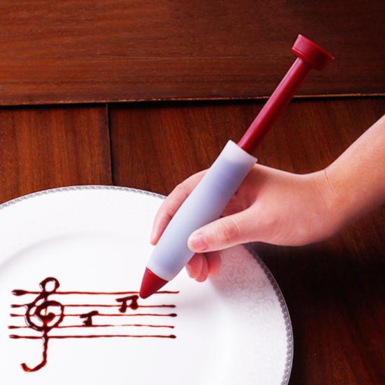 Backdekorationsstift Verdickter Silikon-Spritzbeutelstift Wiederverwendbarer Schokoladen-Marmeladen-Dressingstift für Backen und Salat
