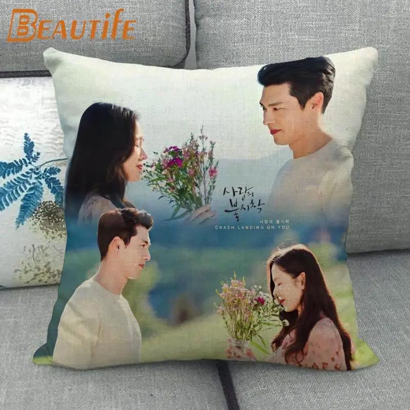 Custom Crash Landing On You Hyun Bin KPOP Pillowcase 45X45cm Wedding Decorative Eco-Friendly Cotton Linen Fabric Pillow Case