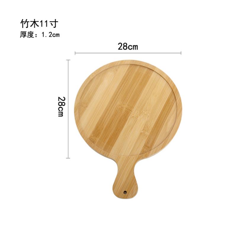 Pizzateller aus Bambusholz, Steakteller, Brotform, Kuchenform, runde Holzpalette, Dim-Sum-Teller, Holztablett, Präsentationstablett, Holzteller