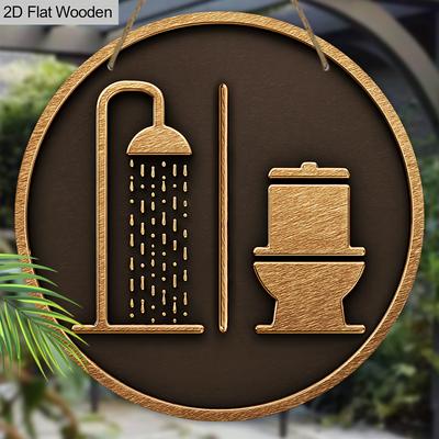 Retro Wooden Bathroom Sign - Unique Figurine Ornaments with Bathroom Theme - Ideal for Bathroom Door, Wall Decor