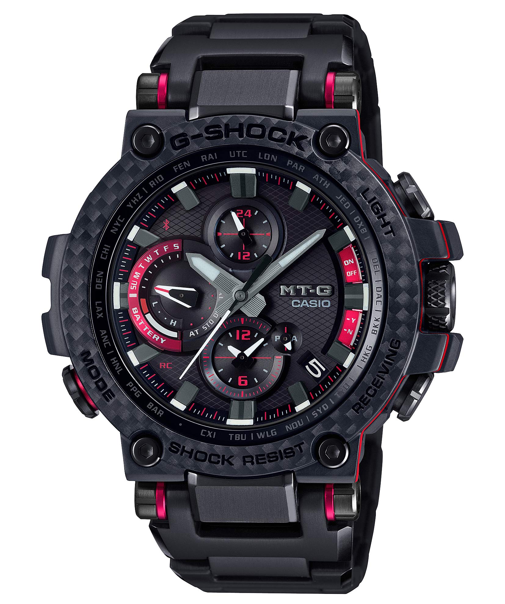 

Casio Bluetooth Solar Watch with Carbon Fiber Black G-Shock MT-G Radio-Controlled Bezel, MTG-B1000XBD-1AJF, Men s
