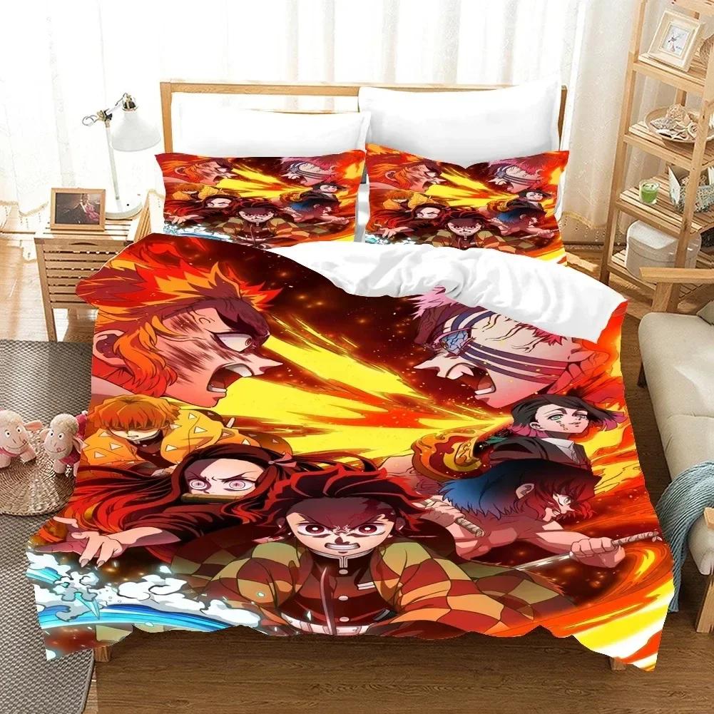 Comforter Fashion 3D Print Anime Ghost Killing Blade Bedding Sets With Twin Full Queen King Bedclothes