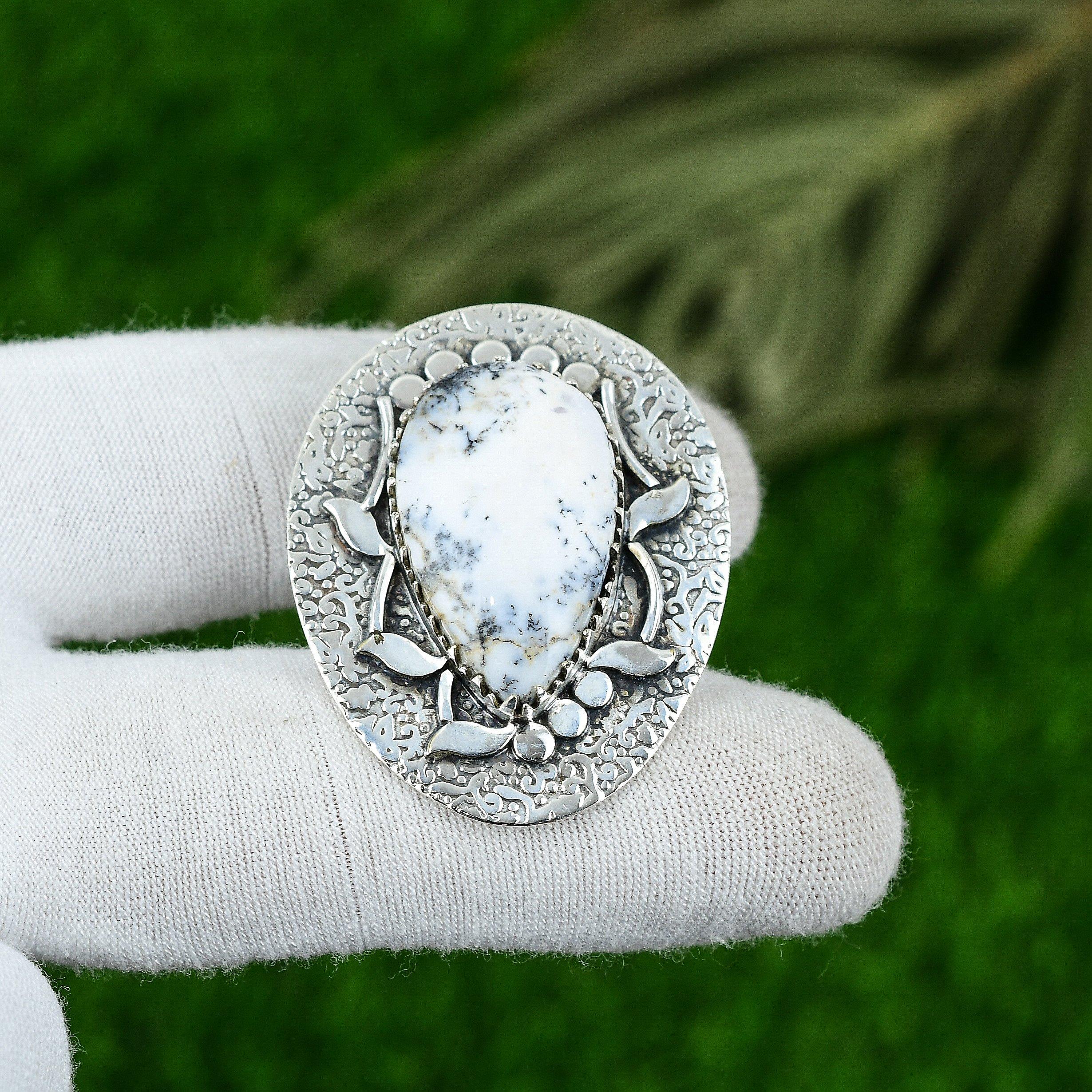 

Natural Dendrite Opal Gemstone Pendant 925 Sterling Silver Jewelry For Girls