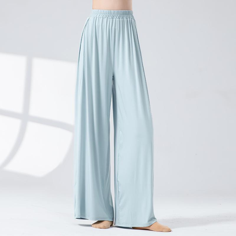 Klassische Tanzhosen Damen Elegant Elastischer Bund Weiter Bein Hosen Weicher Körperreim Yoga Lässig Täglich Bühne Training Tanzbekleidung