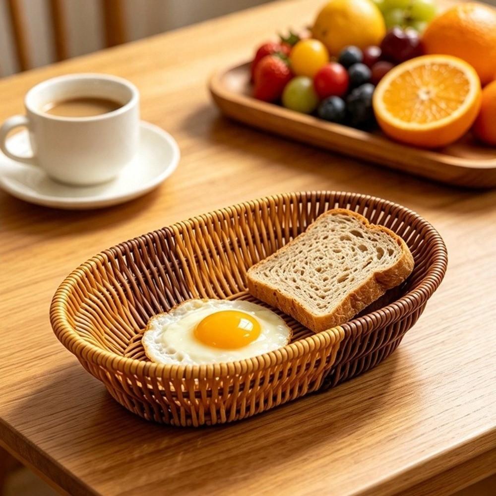 Handwoven Rattan Basket Multi-purpose Storage Tray New Wicker Basket For Kitchen Organizer