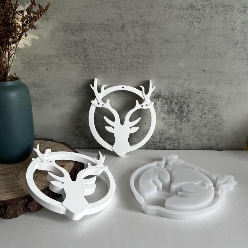 Silicone Mould for Circular Elk Pendant Making Handmade Christmas Themed Decoration Mould Holiday Wall Hangings Mould