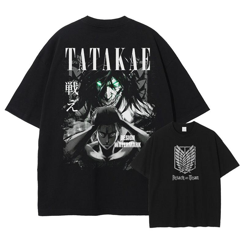 Anime Levi Ackerma T Shirts Oversized Vintage Washed AAttack on TTitan Tshirt Retro Streetwear TTitan AAttack Tshirt Cotton