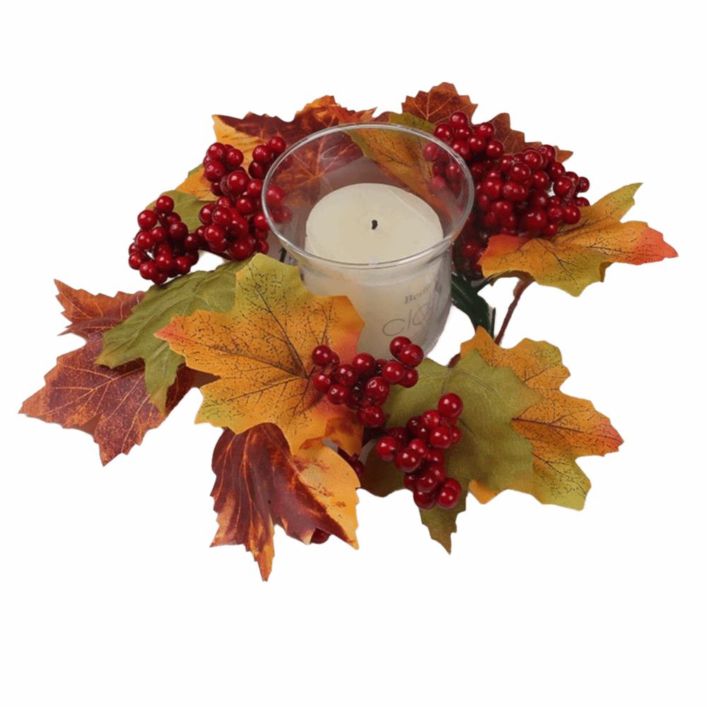 Craft Maple Leaf Candlestick Garland Handmade Maple Pumpkin Wreath Home Ornaments Style 1
