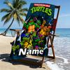 Custom Name Personalized Teenage Mutant Ninja Turtles Print Beach Towel, for Trip Camping Beach Party Home Decor, Birthday Gift for Family & Friends